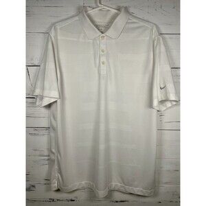 Nike Golf Tour Performance Dri-Fit Polo Shirt White Check Pattern Men’s Large
